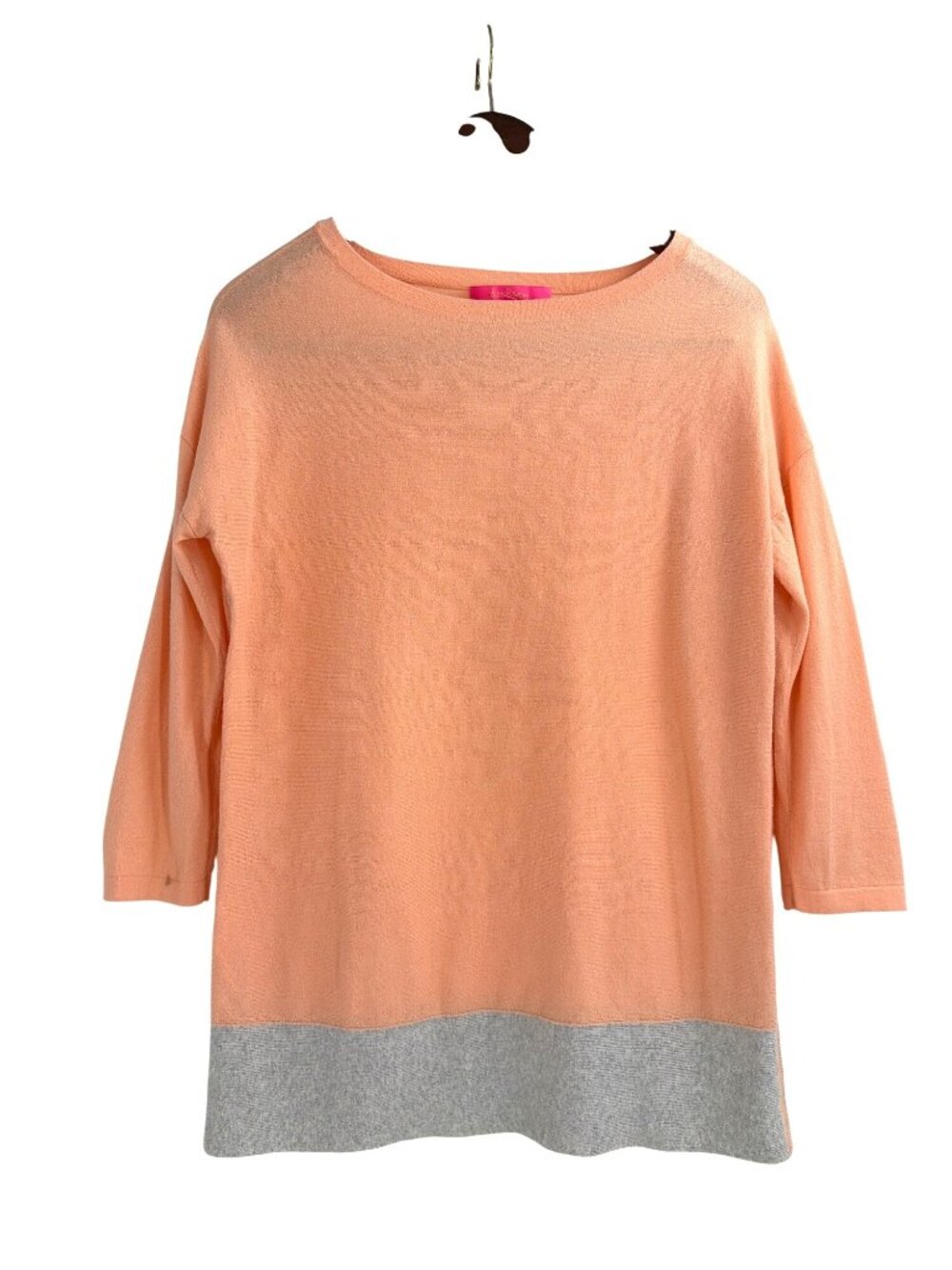 Lilly Pulitzer Dayna 3/4 Sleeve Sweater Peach Gray Coolmax Womens Medium Preppy - Picture 1 of 9